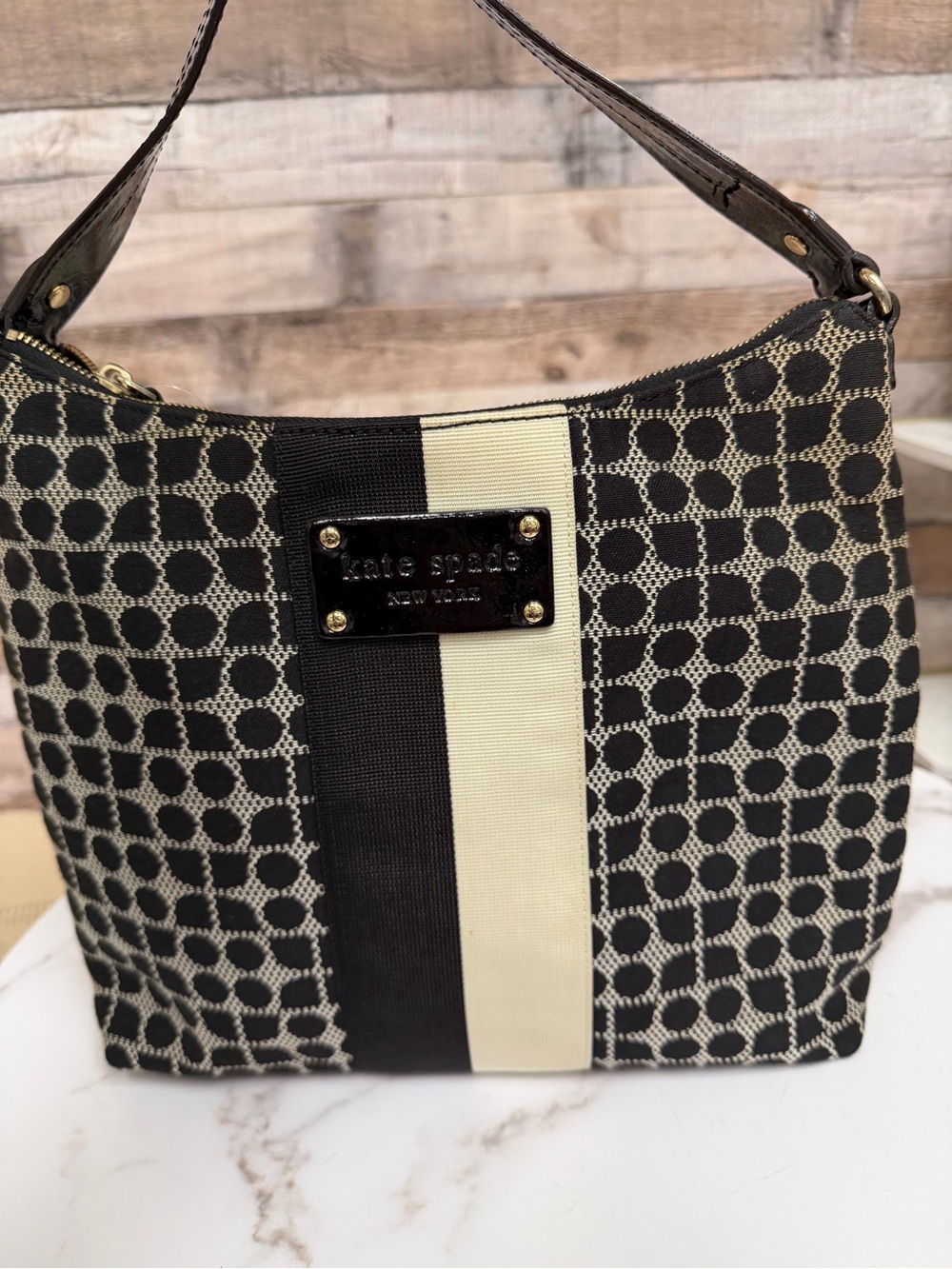 Kate Spade Black/Cream Noel Serena Hobo shoulder bag
